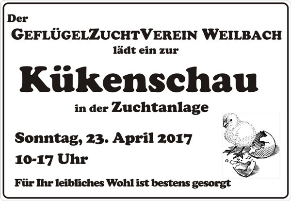 Kuekenschau am 23. April 2017 in der Zuchtanlage